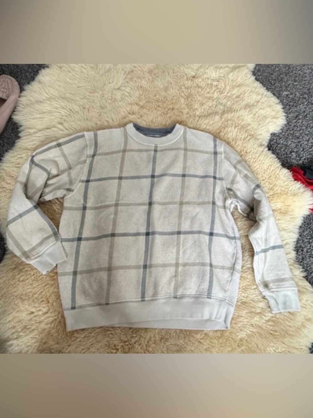 Boca Classics Men's Large Plaid Crewneck Sweatshirt